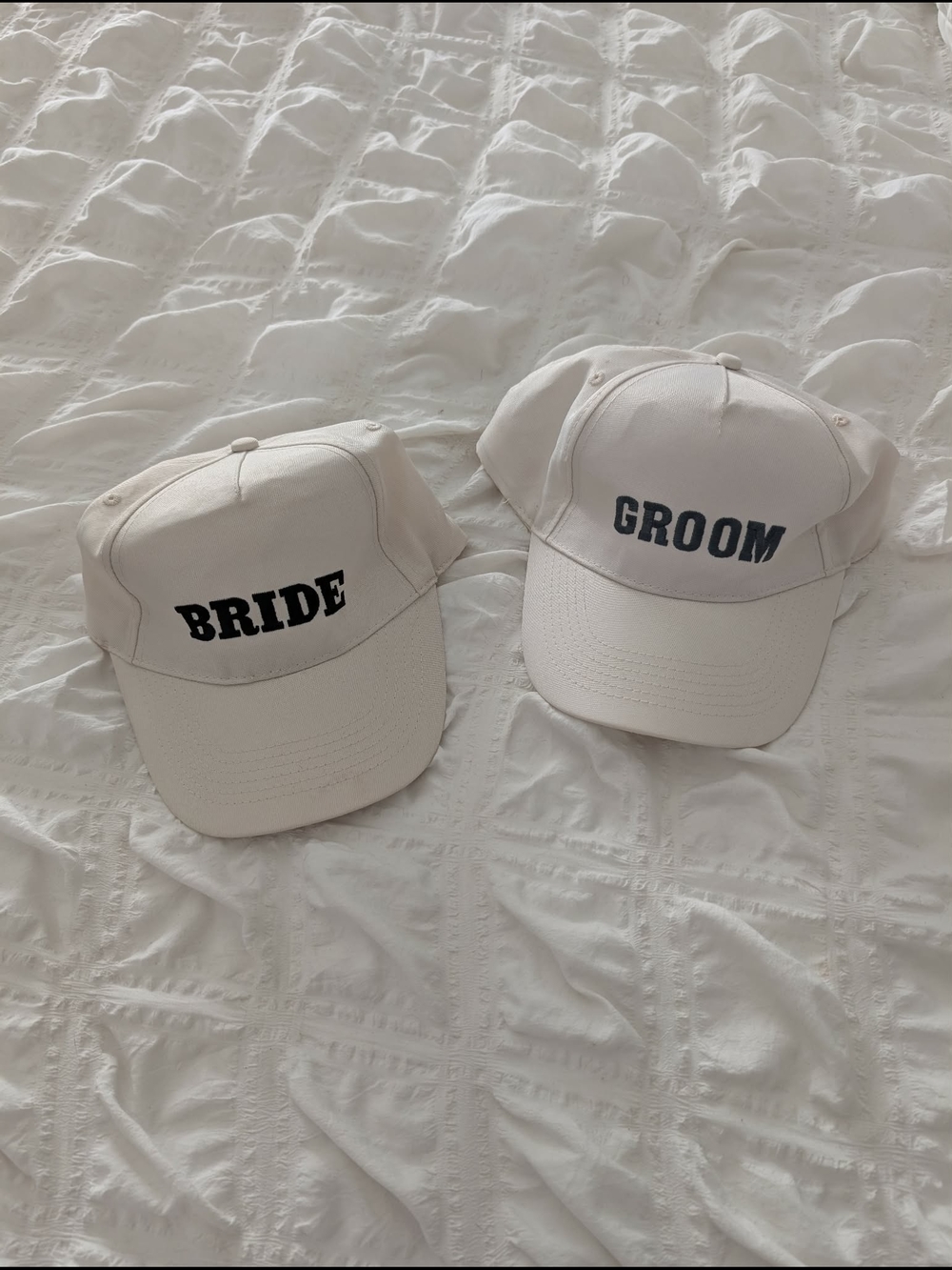 Bride and Groom White Caps